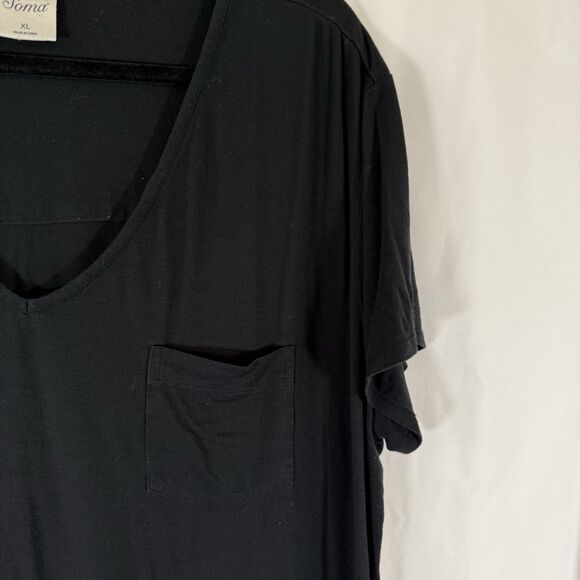 Soma Sleep Dress Women's XL Black Short Sleeve Vneck Stretch Rayon - Picture 4 of 11